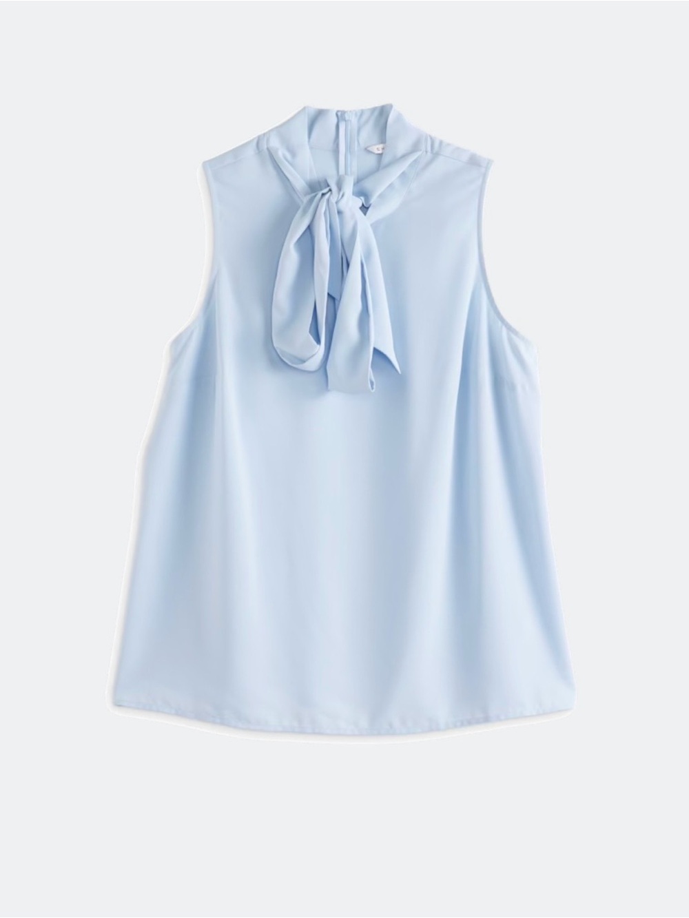 Sleeveless Tie-Neck Blouse - Light Blue
